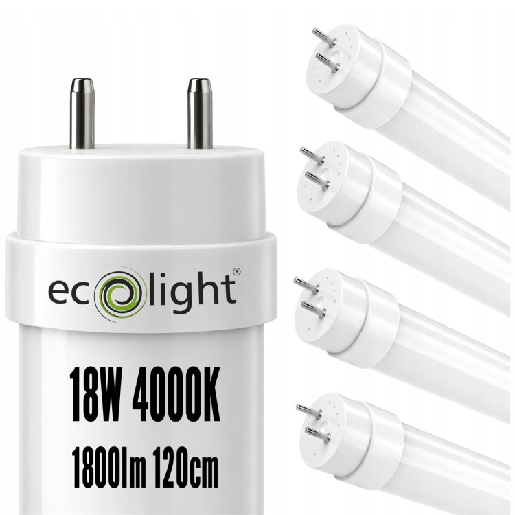 4x Świetlówki LED Tuby Liniowa 18W T8 G13 120cm 1800lm 4000K Barwa Dzienna
