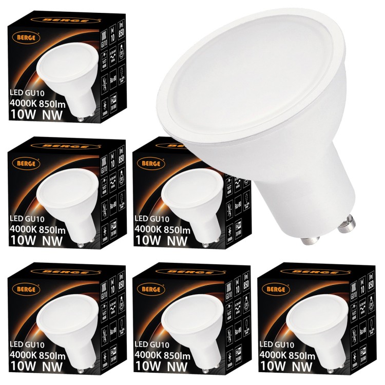 Zestaw 6x Żarówka LED GU10 10W 850lm Barwa Neutralna Dzienna 4000K 230V