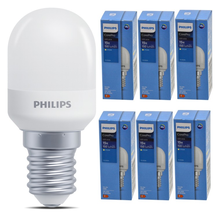 ZESTAW 6x Żarówka LED E14 1,7W = 15W 150lm T25 2700K Ciepła Do Lamp Lodówki AGD