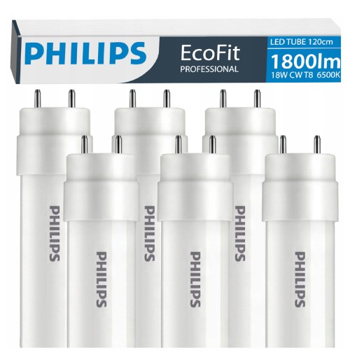 ZESTAW 6x Philips Świetlówki Tuby LED 120cm 17,5W = 36W 1800lm 6500K 30000h EcoFit