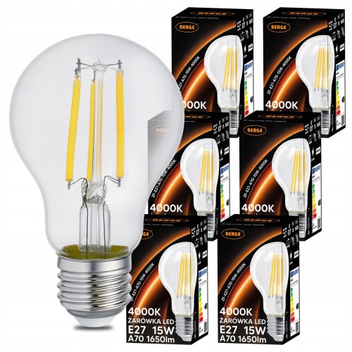 6x Żarówka LED E27 Filament 15W 110lm/W 4000K