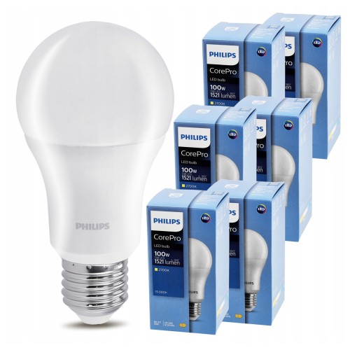 6x Żarówka LED E27 PHILIPS 13W = 100W 1521lm Barwa 2700k Premium A60 Zestaw