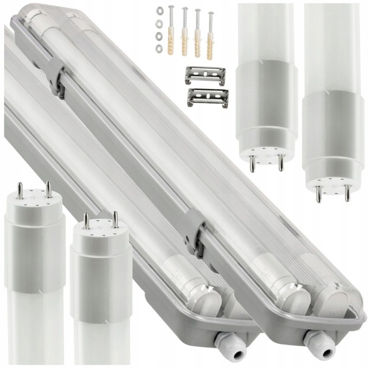 2x Oprawa Hermetyczna 120cm lampa + świetlówki LED CW