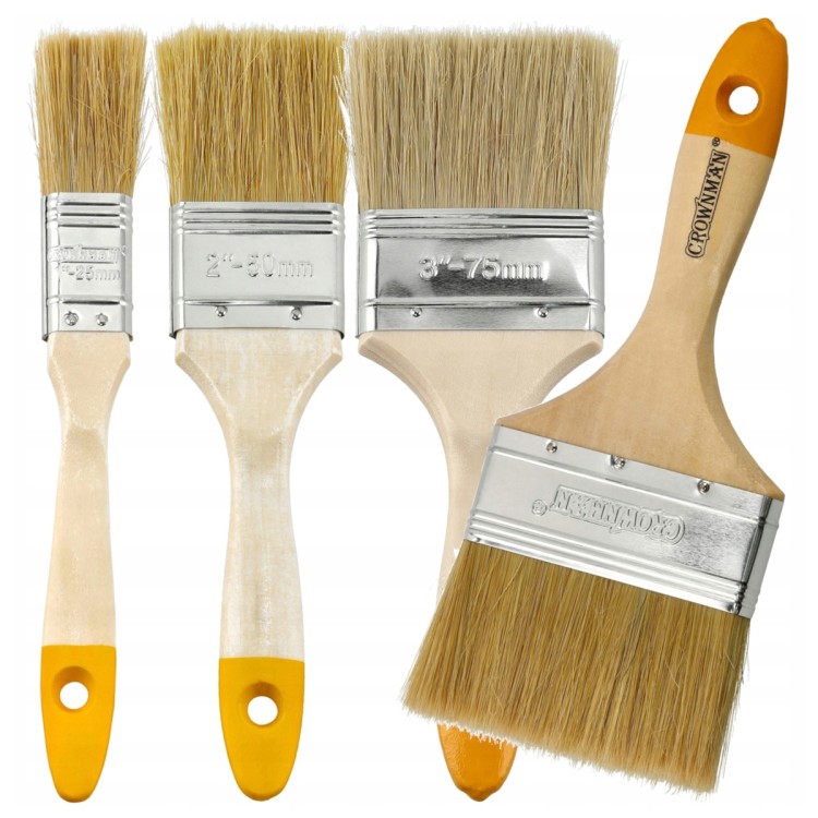 Zestaw Pędzli Malarski Płaski Drewniany Wysoka Jakość 25mm/50mm/75mm/100mm