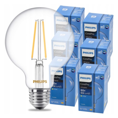 ZESTAW 6 sztuk. Żarówka LED E27 G93 7-60W WW 806lm CorePro 2700K