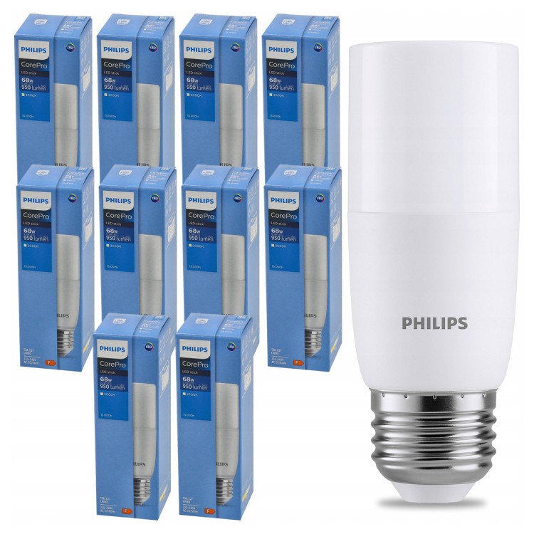 ZESTAW 10 sztuk. Żarówka LED E27 T38 9.5-68W 950lm CorePro 3000K
