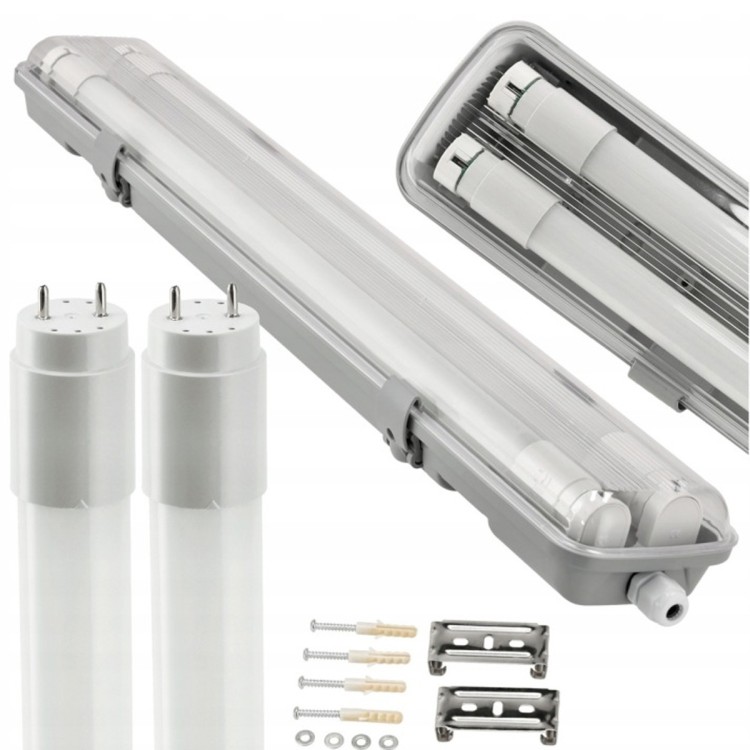 Oprawa hermetyczna LED 60 cm + 2 świetlówki LED - neutralna biel