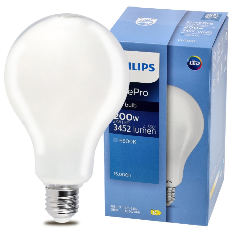 6x Żarówka LED E27 PHILIPS 23W = 200W 3452lm Barwa 6500k Premium Zestaw A95