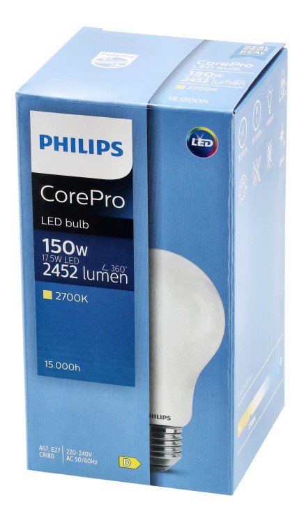 10x Żarówka LED E27 PHILIPS 17,5W = 150W 2452lm 2700k Corepro Premium A67