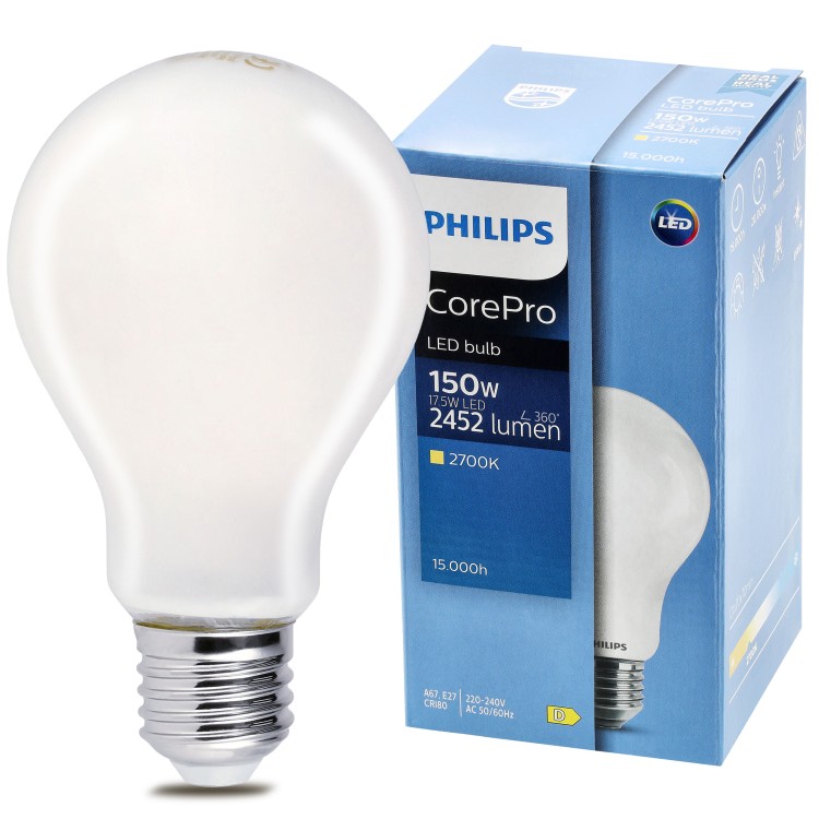 10x Żarówka LED E27 PHILIPS 17,5W = 150W 2452lm 2700k Corepro Premium A67