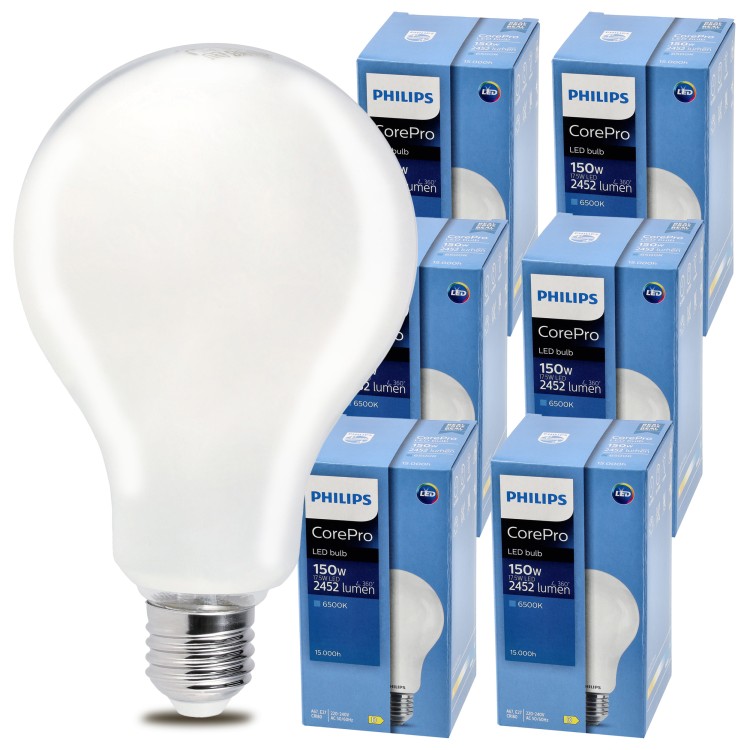6x Żarówka LED E27 PHILIPS 17,5W = 150W 2452lm Barwa Zimna 6500k Premium