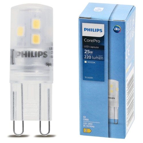 10x Żarówka LED G9 PHILIPS 1,9W 25W 220lm Barwa Ciepła 3000k Zestaw Żarówek