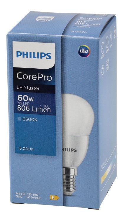 Żarówka LED E14 7W = 60W 806lm Barwa Zimna 6500K 230V Philips CorePro 10x