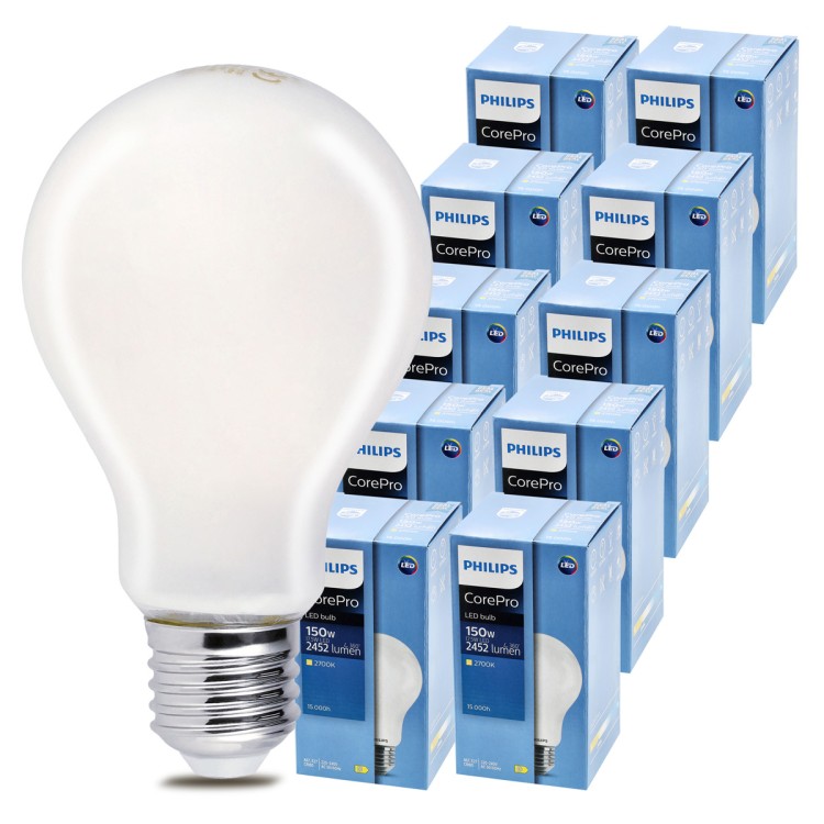 10x Żarówka LED E27 PHILIPS 17,5W = 150W 2452lm 2700k Corepro Premium A67