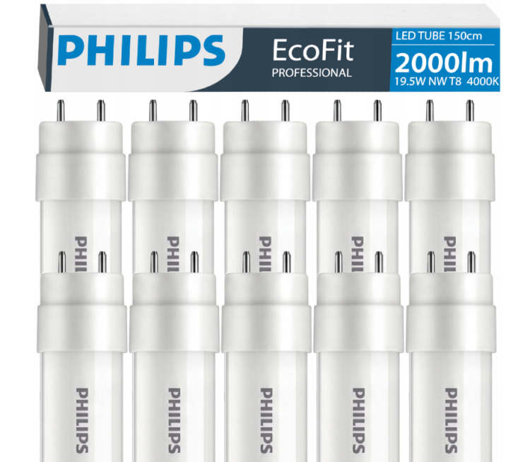 Zestaw Philips Lampa Sufitowa Hermetyczna LED 8x 150cm + 16x Świetlówki 46W 4000K