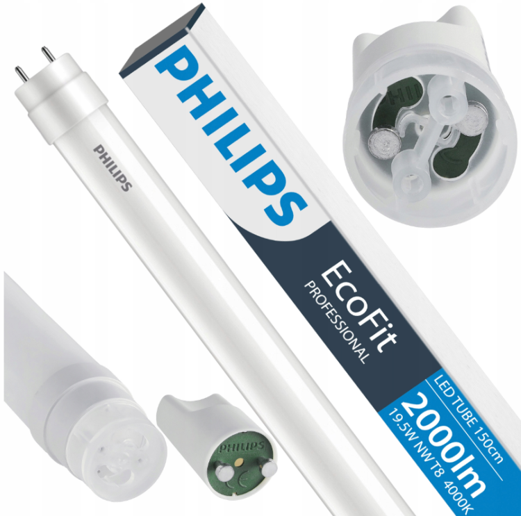 Zestaw Philips Lampa Sufitowa Hermetyczna LED 8x 150cm + 16x Świetlówki 46W 4000K