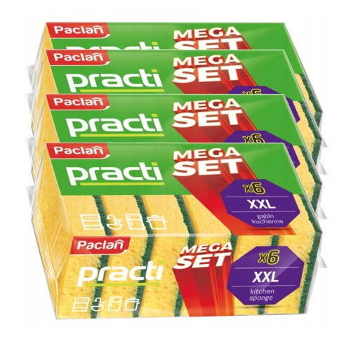 Gąbka Zmywaki Do Naczyń Kuchenne 6 sztuk XXL PACLAN 4x Gąbki Zestaw