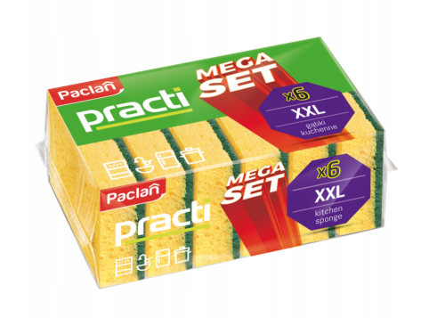 Gąbka Zmywaki Do Naczyń Kuchenne 6 sztuk XXL PACLAN 4x Gąbki Zestaw