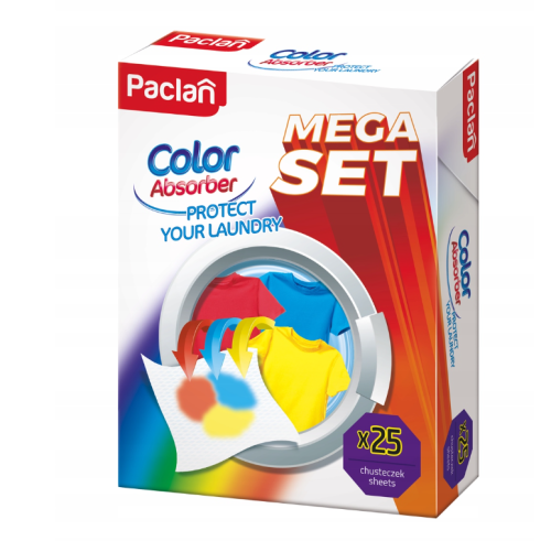 Chusteczki Do Prania Wyłapujące Kolor Z Ochrona Koloru 25 sztuk PACLAN 4x