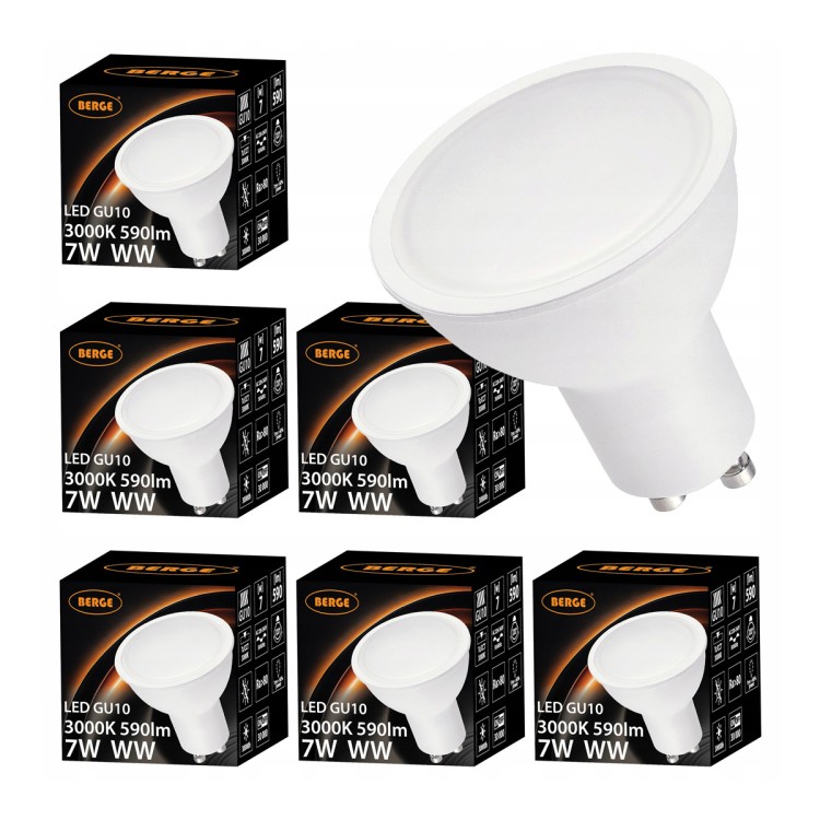 6x Żarówka LED GU10 8W WW Barwa Ciepła 3000K 720lm Energooszczędna SMD 2835