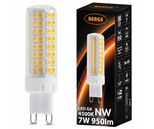 6x Żarówka LED G9 7W 950lm Barwa Neutralna 4500K Dzienna Do Lamp Sufitowych