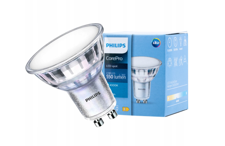 10x Żarówka LED GU10 PHILIPS 4,9W 550lm 4000k Premium Zestaw Żarówek LED