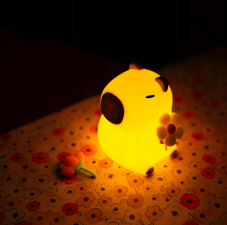 Lampka Nocna LED Bezprzewodowa Kapibara Florystka RGB + Biała Ciepła USB