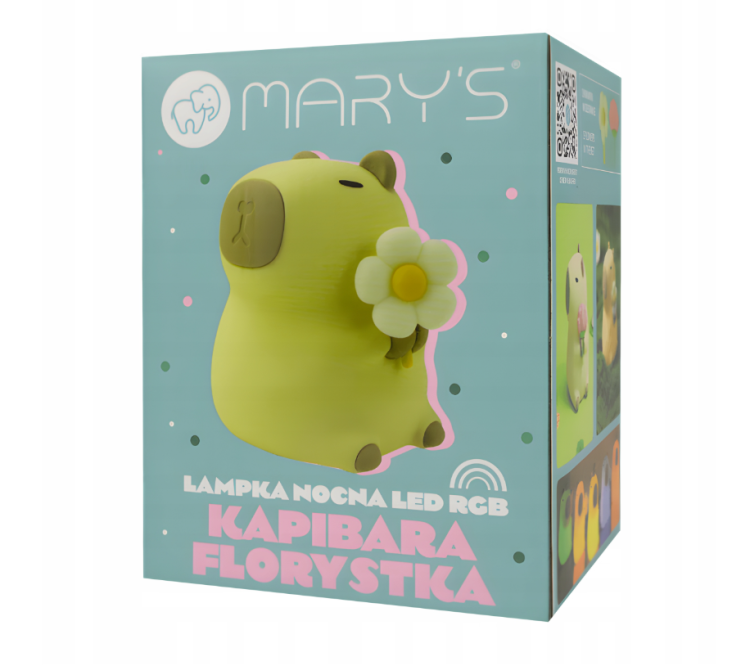 Lampka Nocna LED Bezprzewodowa Kapibara Florystka RGB + Biała Ciepła USB