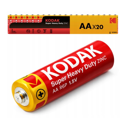 Bateria cynkowo-węglowa Kodak do pilotów gruby paluszek AA (R6) 20 sztuk