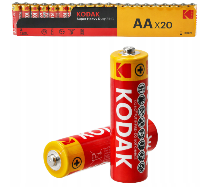 Bateria cynkowo-węglowa Kodak do pilotów gruby paluszek AA (R6) 20 sztuk