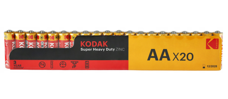 Bateria cynkowo-węglowa Kodak do pilotów gruby paluszek AA (R6) 20 sztuk