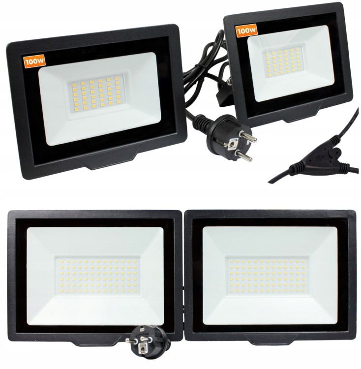 2x Naświetlacz LED 100W 6000K 14000lm + kabel zaś