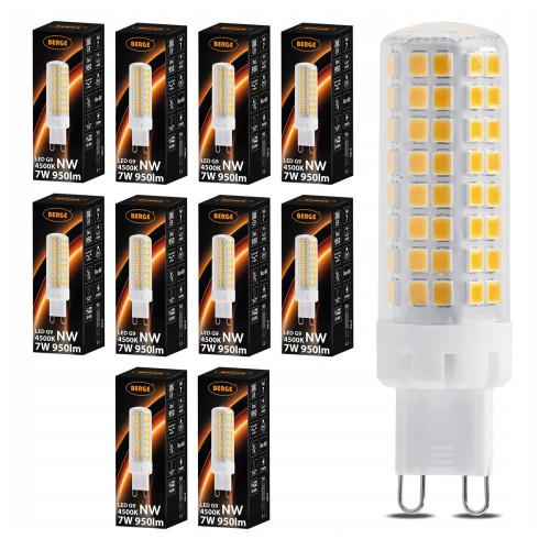 10x Żarówka LED G9 7W 950lm Barwa Neutralna 4500K Dzienna Do Lamp MOCNA