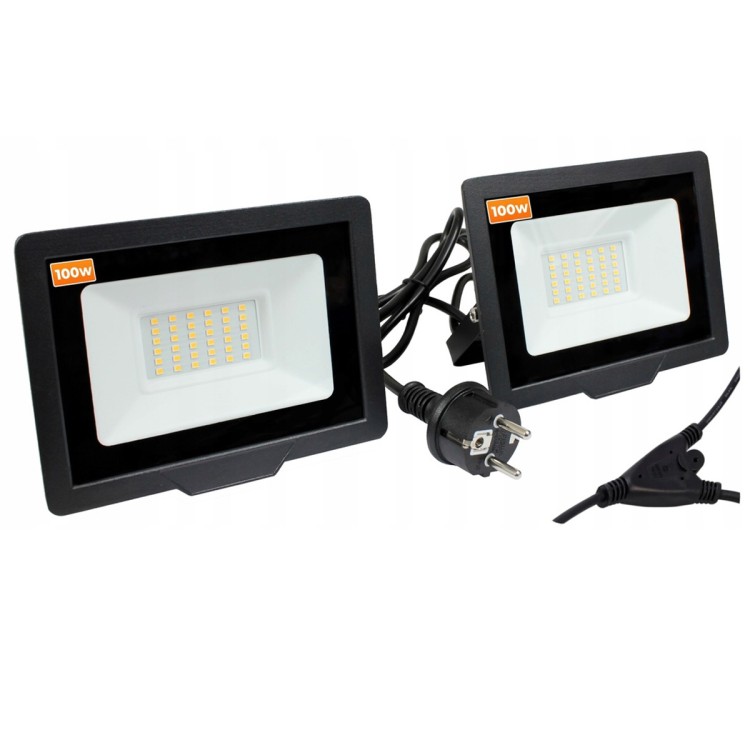 2x Naświetlacz LED 100W 6000K 14000lm + kabel zaś