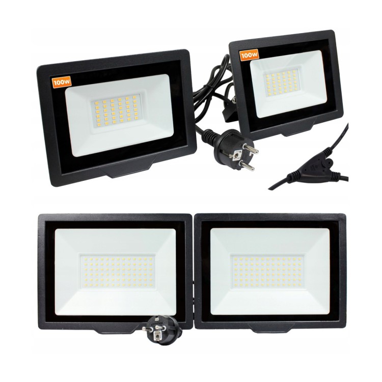 2x Naświetlacz LED 100W 4500K 14000lm + kabel zaś