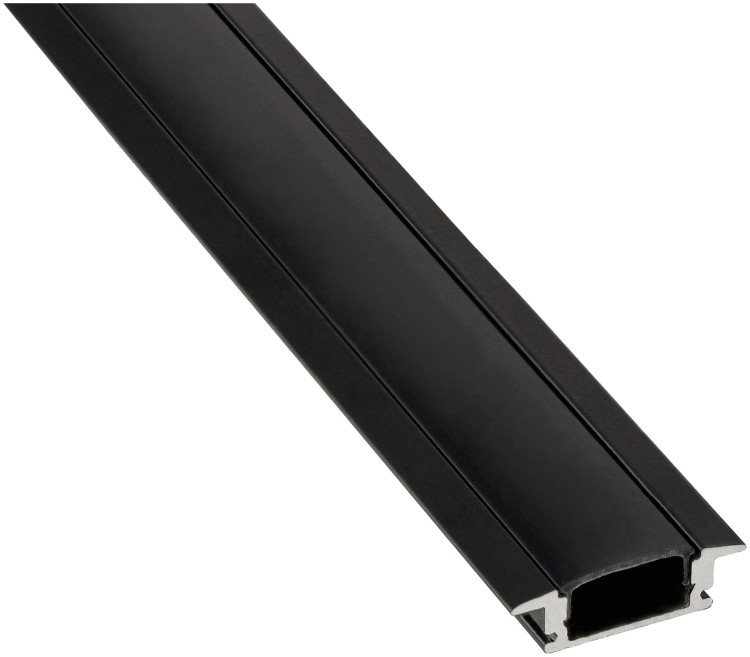 PROFIL Aluminiowy Do Taśma LED Czarny Wpuszczany Klosz Czarny 2M Zestaw