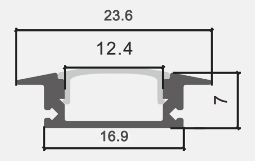 PROFIL Aluminiowy Do Taśma LED Anodowany Wpuszczany Klosz Mleczny 2M Zestaw