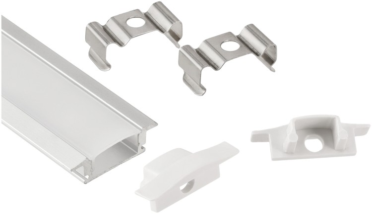 PROFIL Aluminiowy Do Taśma LED Anodowany Wpuszczany Klosz Mleczny 2M Zestaw