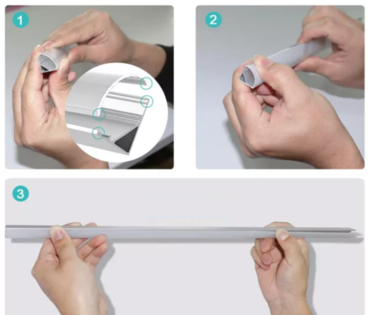 PROFIL Aluminiowy DO TAŚMY LED 8 i 10mm Narożny Kątowy CZARNY 2m Zestaw