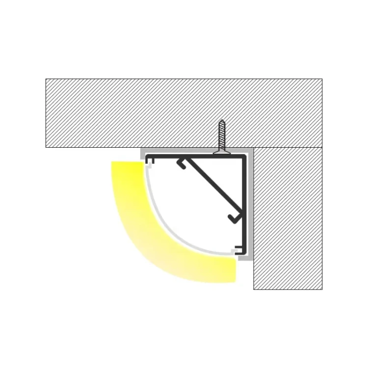 PROFIL ALUMINIOWY DO TAŚMY LED Srebrny Narożny Kątowy 2m + Klosz Mleczny