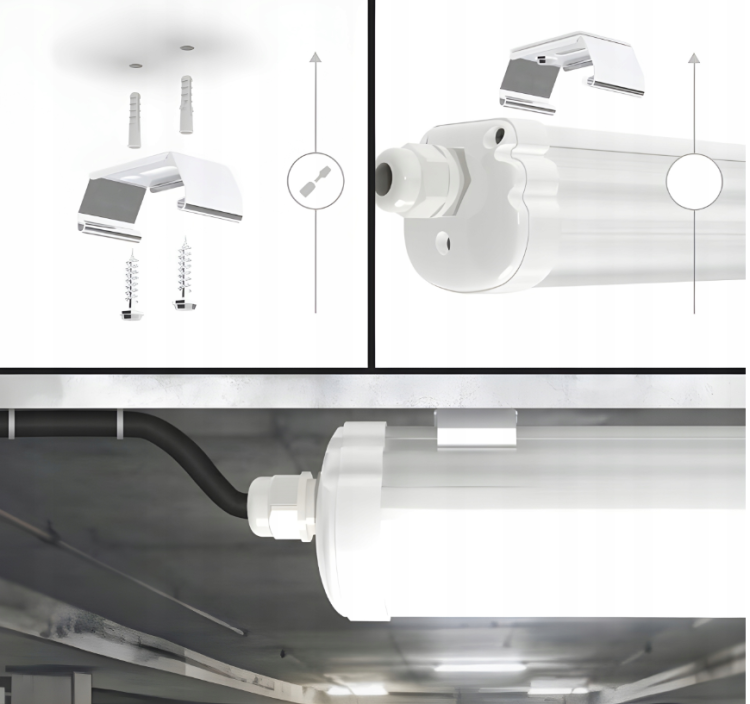 4x Oprawa Hermetyczna LED 60W 6600lm 120cm Do Warsztatu Garażu 230V 4500K