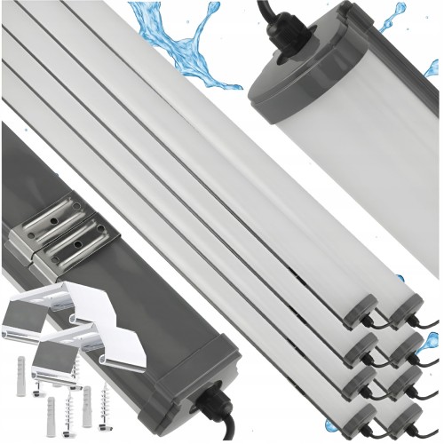 8x Oprawa Hermetyczna LED 60W 6600lm 120cm Do Warsztatu Garażu 230V 4500K