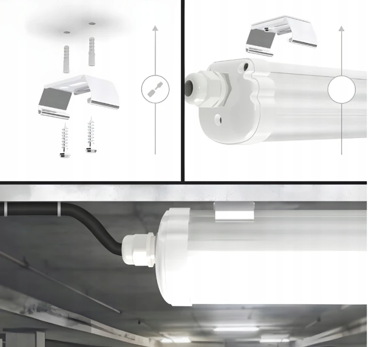 8x Oprawa Hermetyczna LED 60W 6600lm 120cm Do Warsztatu Garażu 230V 4500K