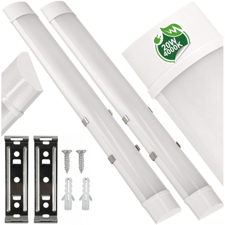 2x Panel Led Baten 60cm 20W NW 2400Lm Eco Light