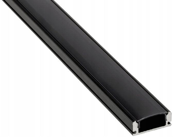 Profil LED Aluminiowy Do Taśma Natynkowy Wpuszczany Klosz Czarny 2M Zestaw