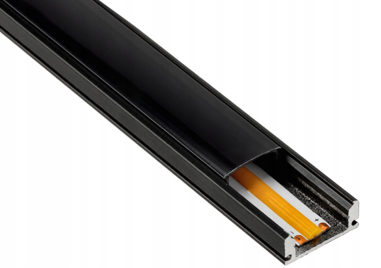 Profil LED Aluminiowy Do Taśma Natynkowy Wpuszczany Klosz Czarny 2M Zestaw
