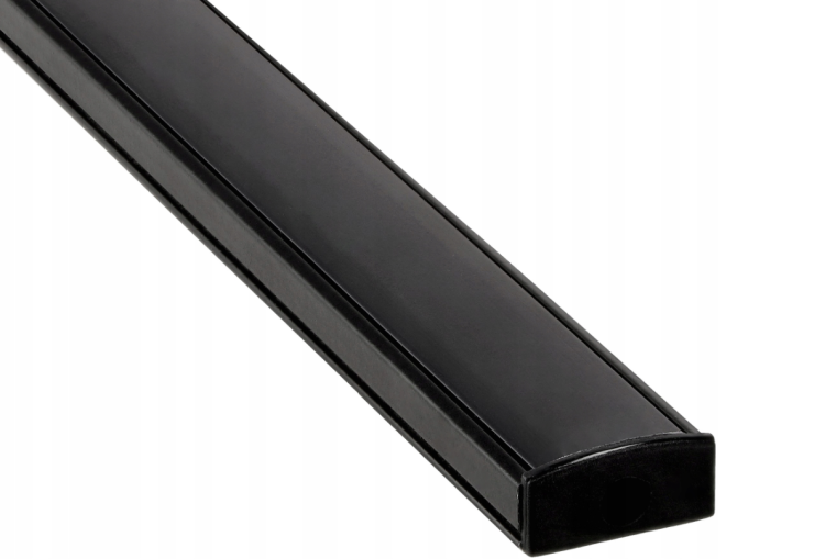 Profil LED Aluminiowy Do Taśma Natynkowy Wpuszczany Klosz Czarny 2M Zestaw