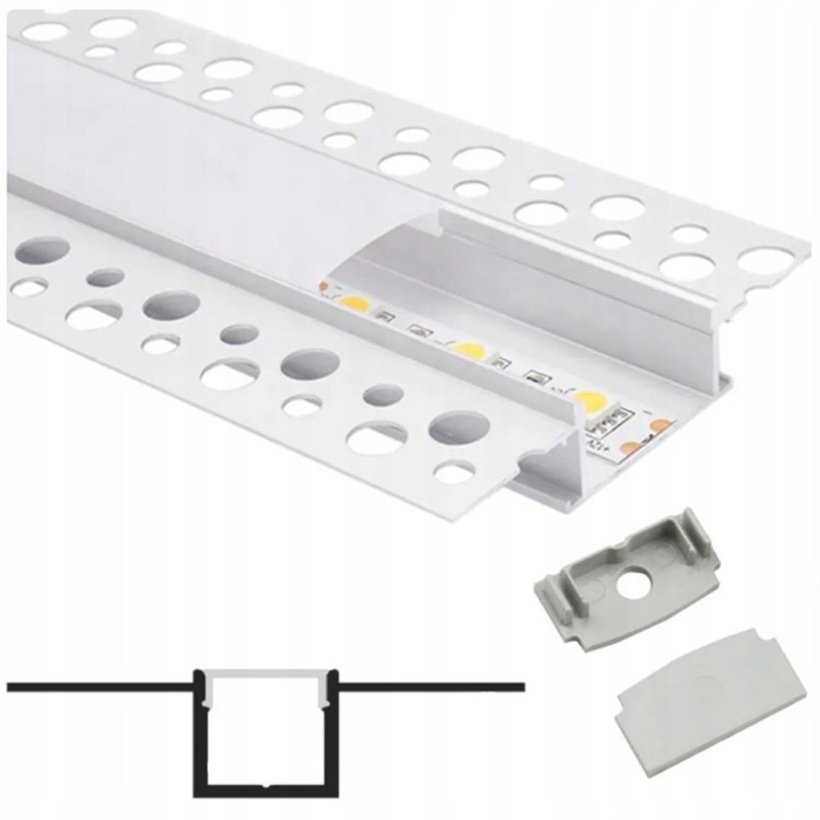 PROFIL Aluminiowy LED 2m Anodowany Szeroki Do Płyt GK XL Kartongips 22mm