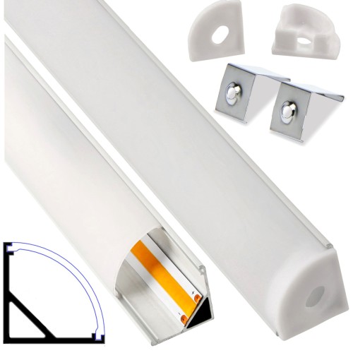 Profil Aluminiowy DO TAŚMY LED 8 i 10mm Narożny Kątowy BIAŁY 2m Zestaw