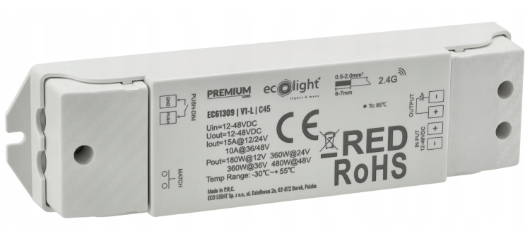 Sterownik Ściemniacz Do Taśmy LED RF MONO 12V 24V 15A Kontroler Na Fale